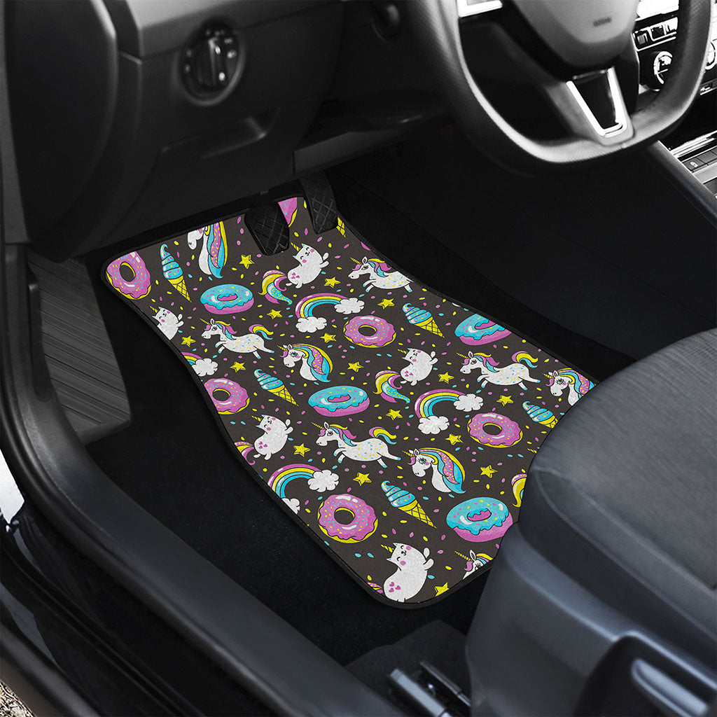 Girly Unicorn Donut Pattern Print Front Car Floor Mats