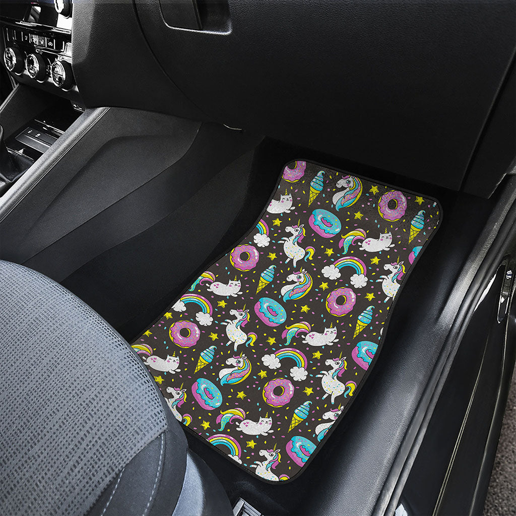 Girly Unicorn Donut Pattern Print Front Car Floor Mats