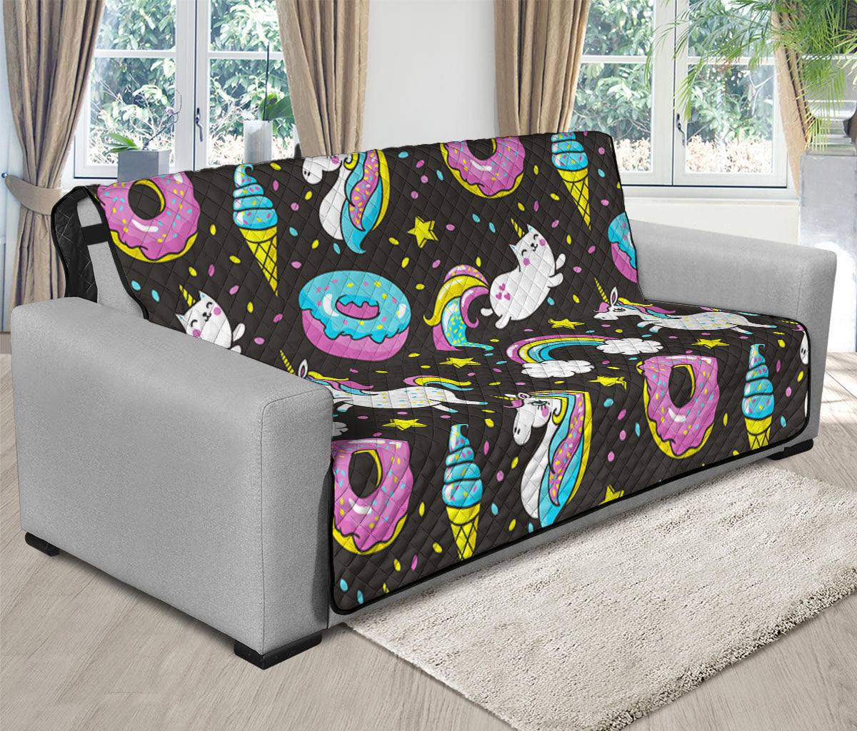 Girly Unicorn Donut Pattern Print Futon Protector