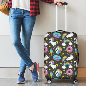 Girly Unicorn Donut Pattern Print Luggage Cover GearFrost