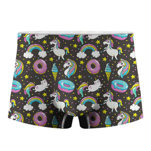 Girly Unicorn Donut Pattern Print Men's Boxer Briefs