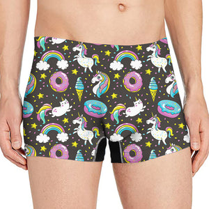 Girly Unicorn Donut Pattern Print Men's Boxer Briefs