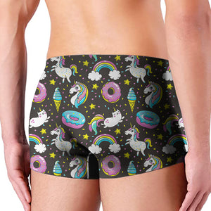 Girly Unicorn Donut Pattern Print Men's Boxer Briefs