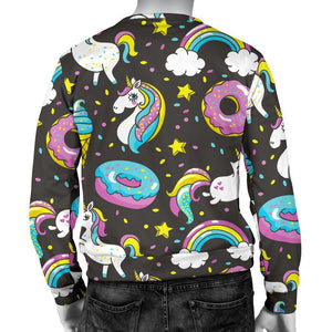 Girly Unicorn Donut Pattern Print Men's Crewneck Sweatshirt GearFrost