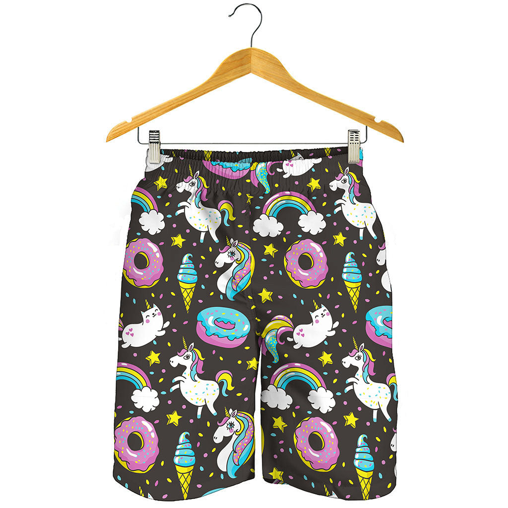 Girly Unicorn Donut Pattern Print Men's Shorts