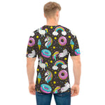 Girly Unicorn Donut Pattern Print Men's T-Shirt
