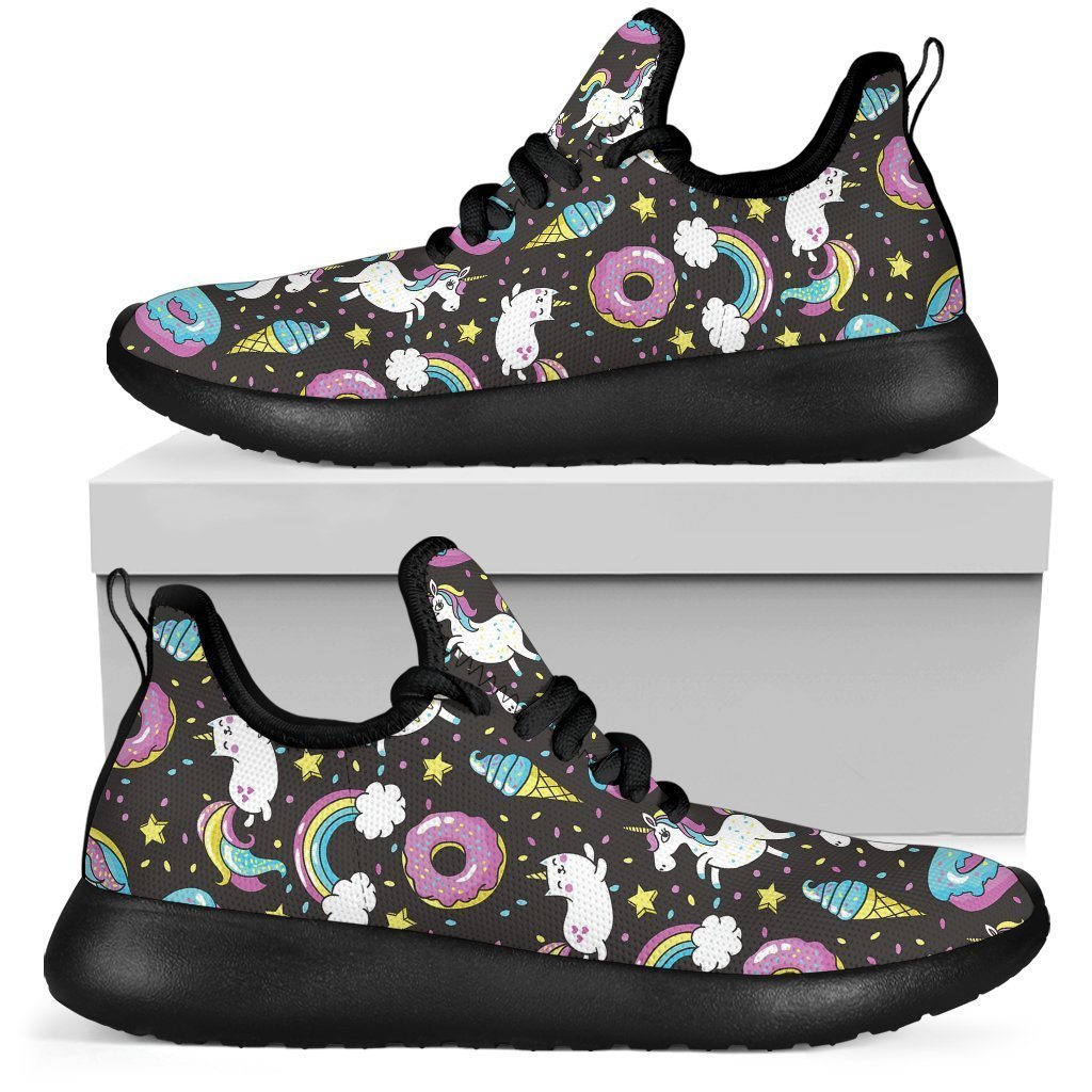 Girly Unicorn Donut Pattern Print Mesh Knit Shoes GearFrost