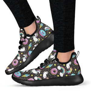 Girly Unicorn Donut Pattern Print Mesh Knit Shoes GearFrost