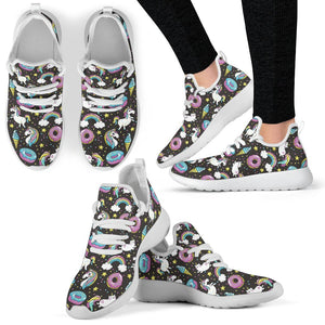 Girly Unicorn Donut Pattern Print Mesh Knit Shoes GearFrost