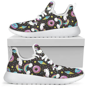 Girly Unicorn Donut Pattern Print Mesh Knit Shoes GearFrost