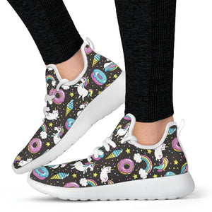 Girly Unicorn Donut Pattern Print Mesh Knit Shoes GearFrost