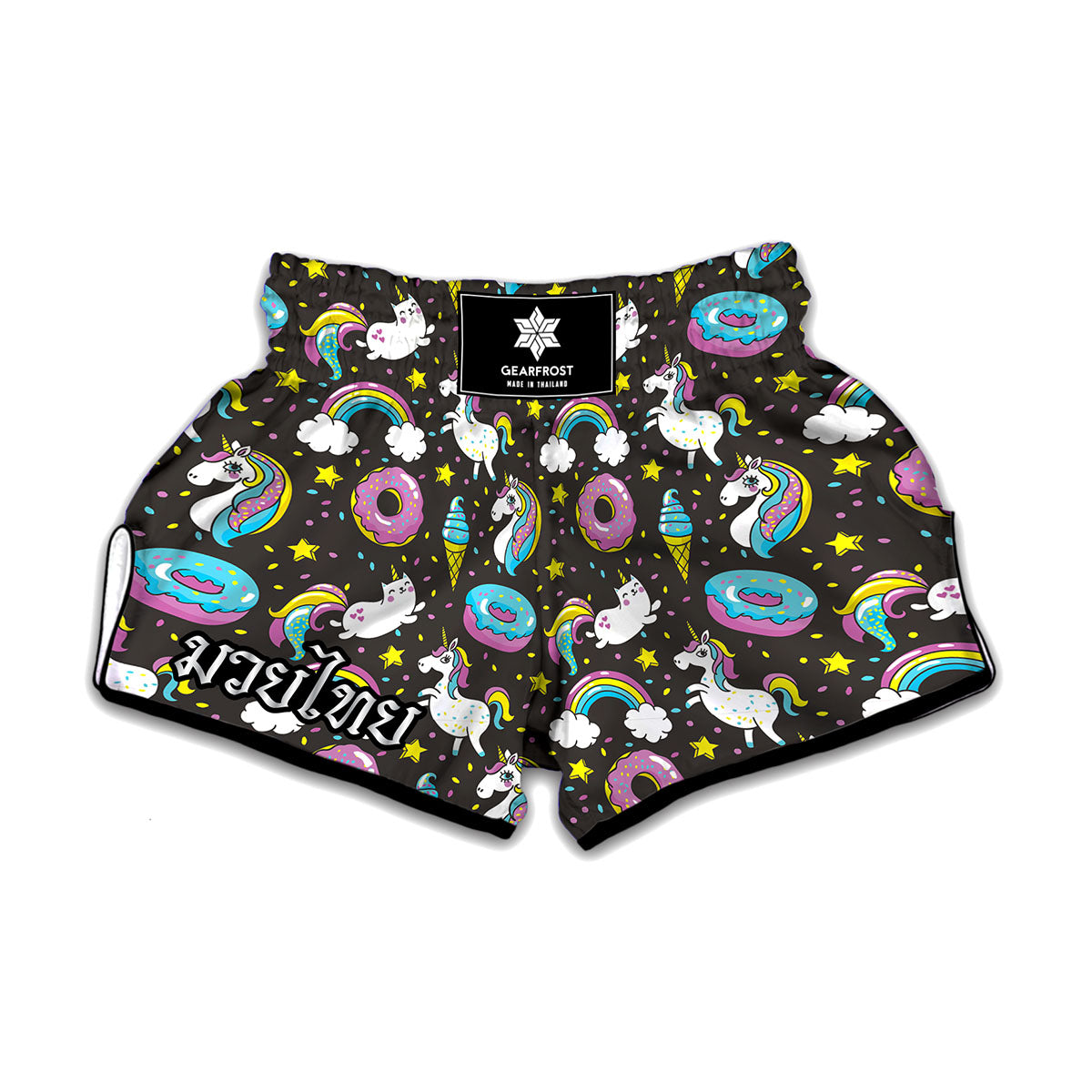 Girly Unicorn Donut Pattern Print Muay Thai Boxing Shorts