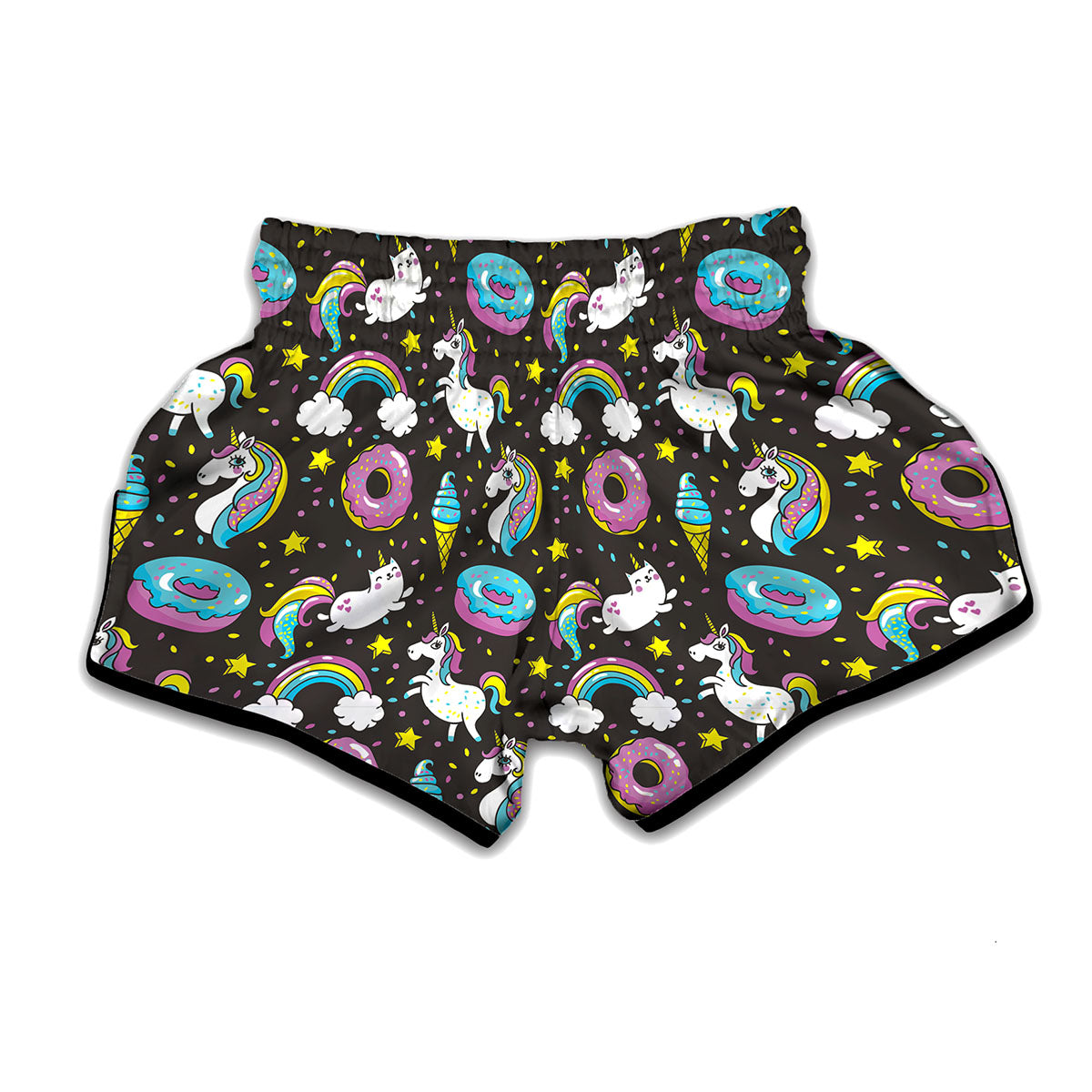 Girly Unicorn Donut Pattern Print Muay Thai Boxing Shorts