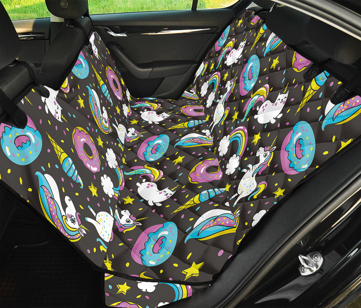 Girly Unicorn Donut Pattern Print Pet Car Back Seat Cover