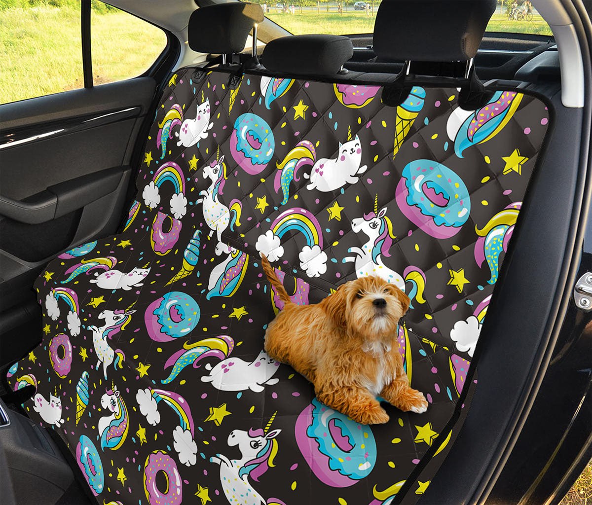 Girly Unicorn Donut Pattern Print Pet Car Back Seat Cover