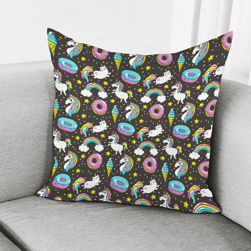 Girly Unicorn Donut Pattern Print Pillow Cover