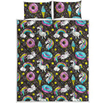 Girly Unicorn Donut Pattern Print Quilt Bed Set