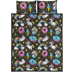 Girly Unicorn Donut Pattern Print Quilt Bed Set