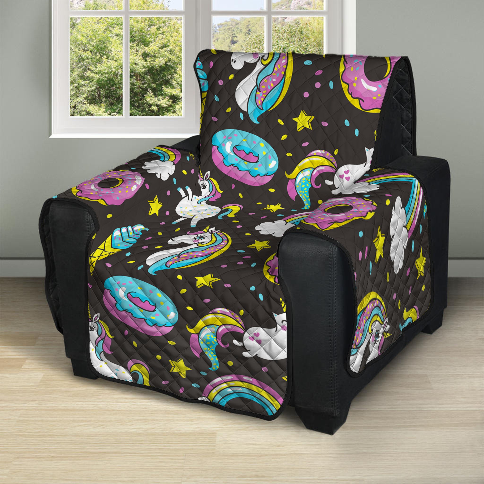 Girly Unicorn Donut Pattern Print Recliner Protector