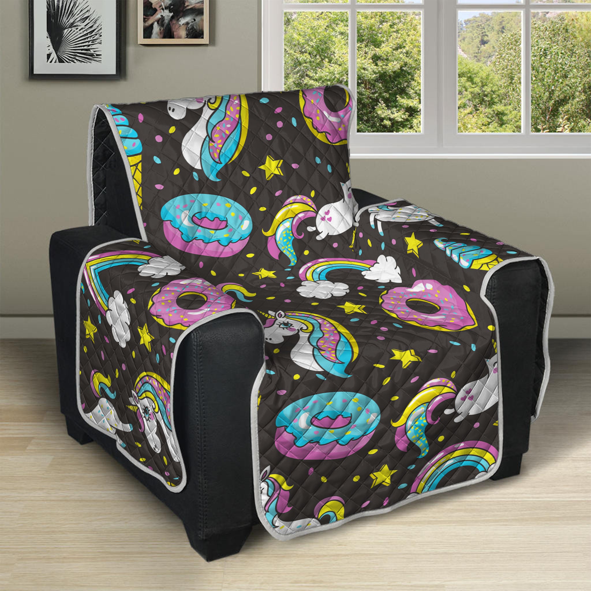 Girly Unicorn Donut Pattern Print Recliner Protector