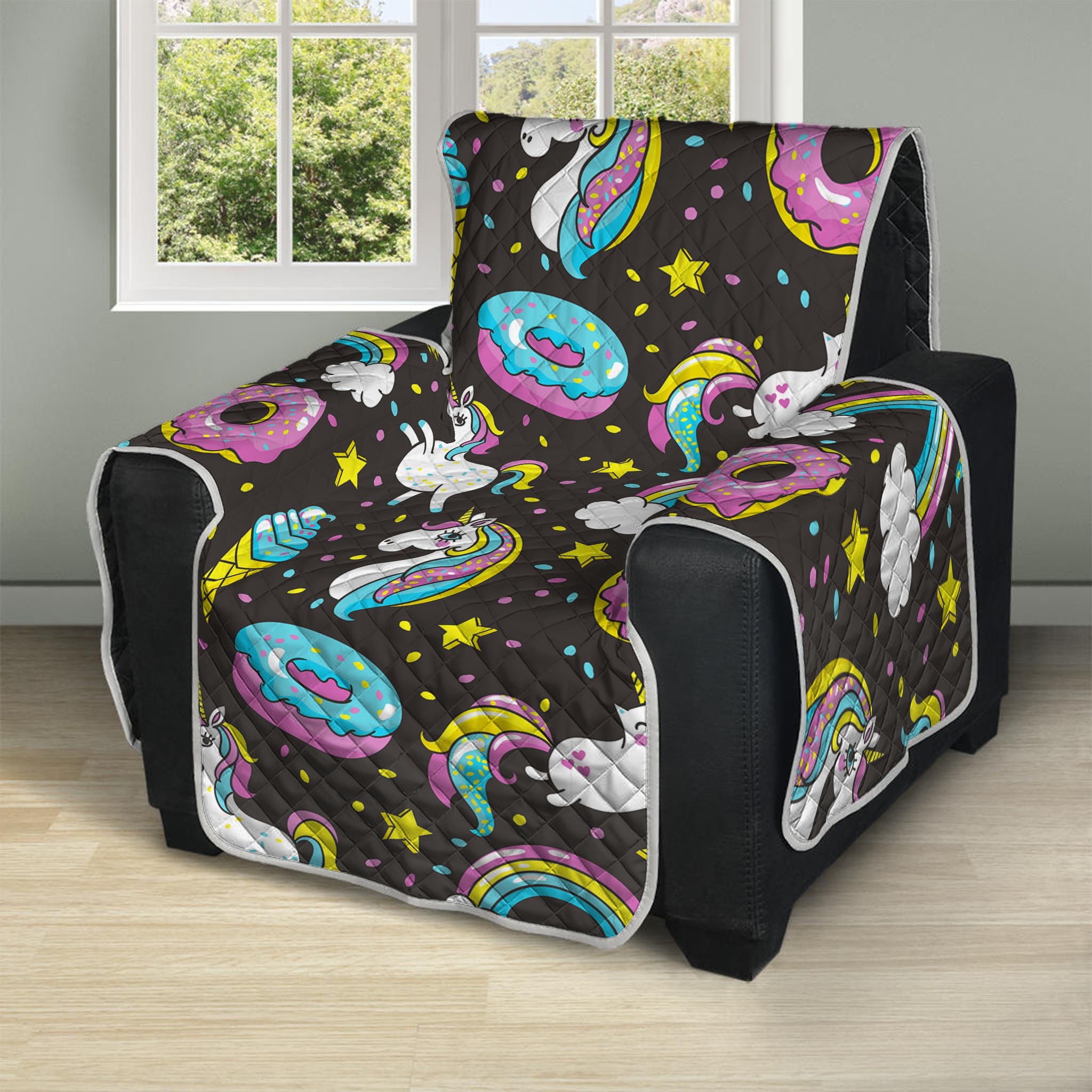 Girly Unicorn Donut Pattern Print Recliner Protector