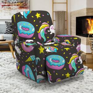 Girly Unicorn Donut Pattern Print Recliner Slipcover