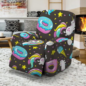 Girly Unicorn Donut Pattern Print Recliner Slipcover