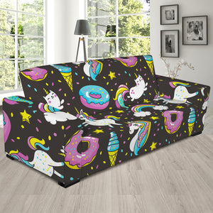 Girly Unicorn Donut Pattern Print Sofa Slipcover