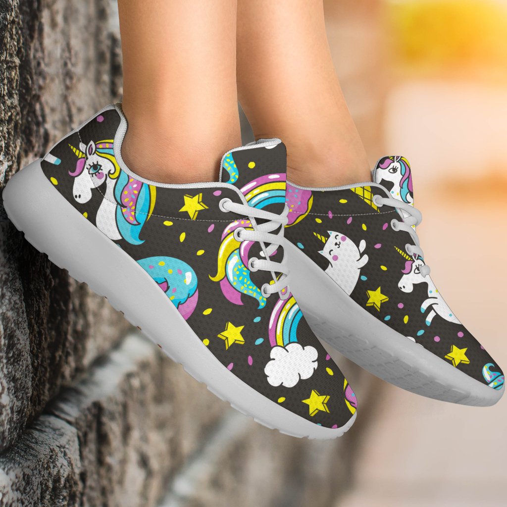 Girly Unicorn Donut Pattern Print Sport Shoes GearFrost