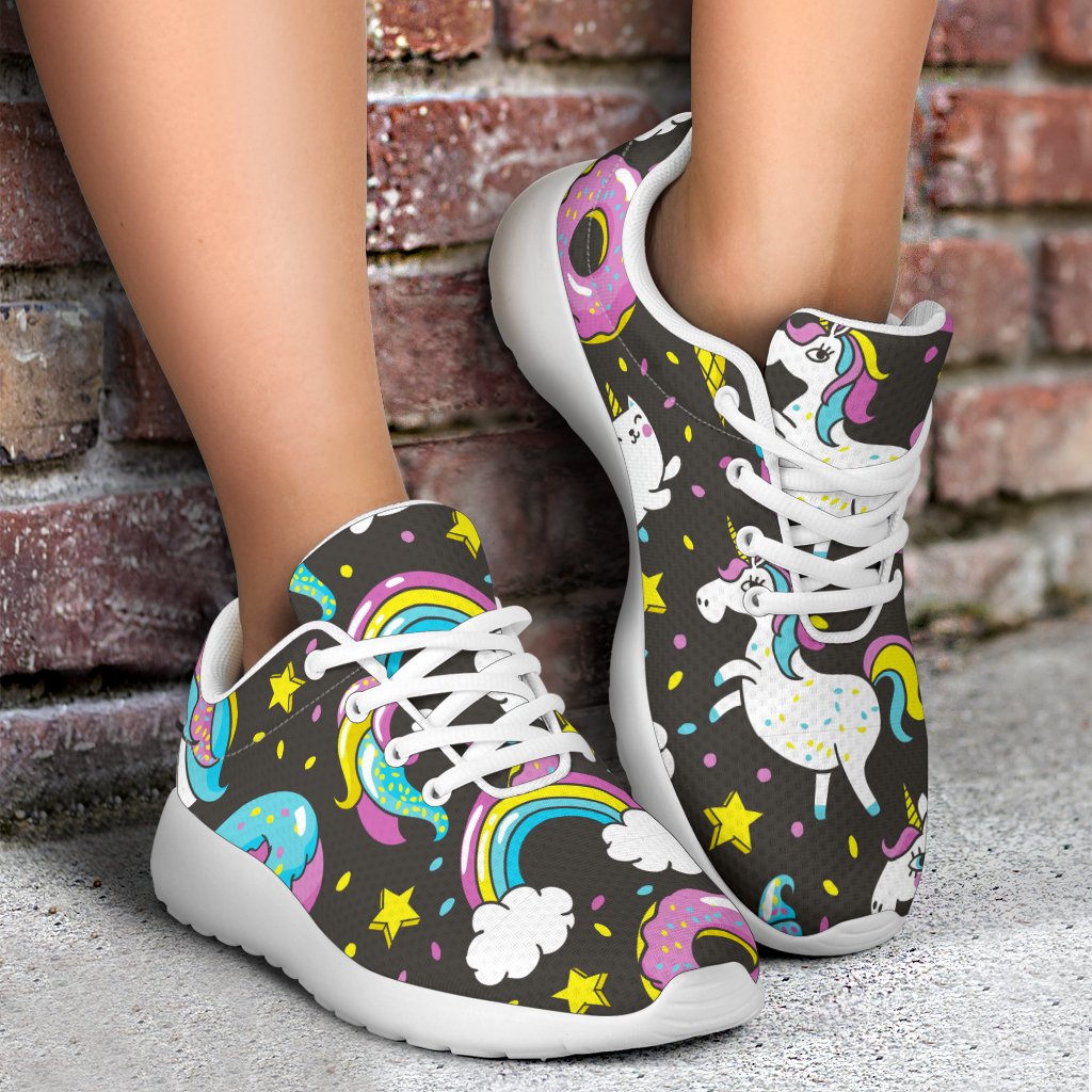 Girly Unicorn Donut Pattern Print Sport Shoes GearFrost