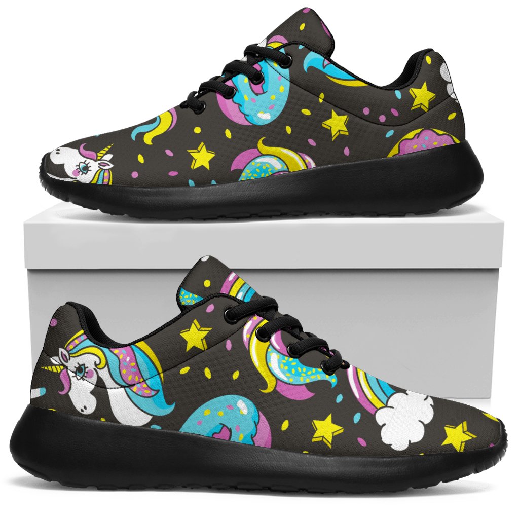 Girly Unicorn Donut Pattern Print Sport Shoes GearFrost