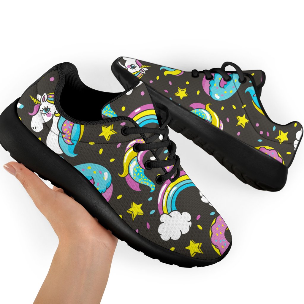 Girly Unicorn Donut Pattern Print Sport Shoes GearFrost