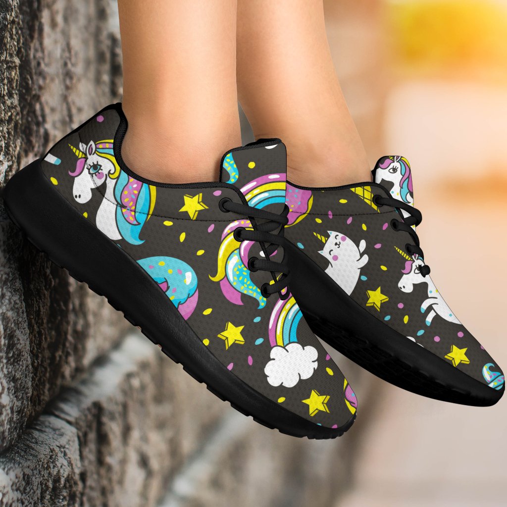 Girly Unicorn Donut Pattern Print Sport Shoes GearFrost