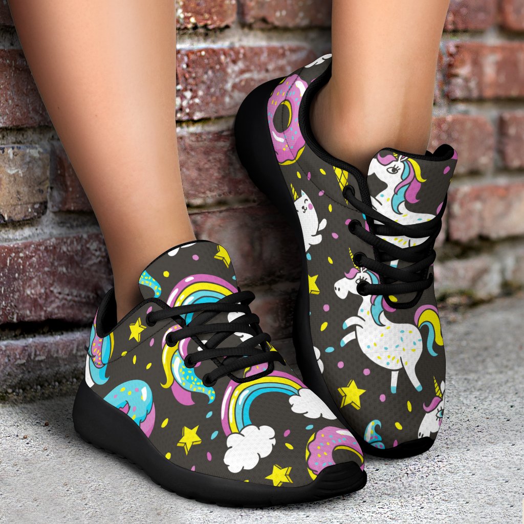 Girly Unicorn Donut Pattern Print Sport Shoes GearFrost