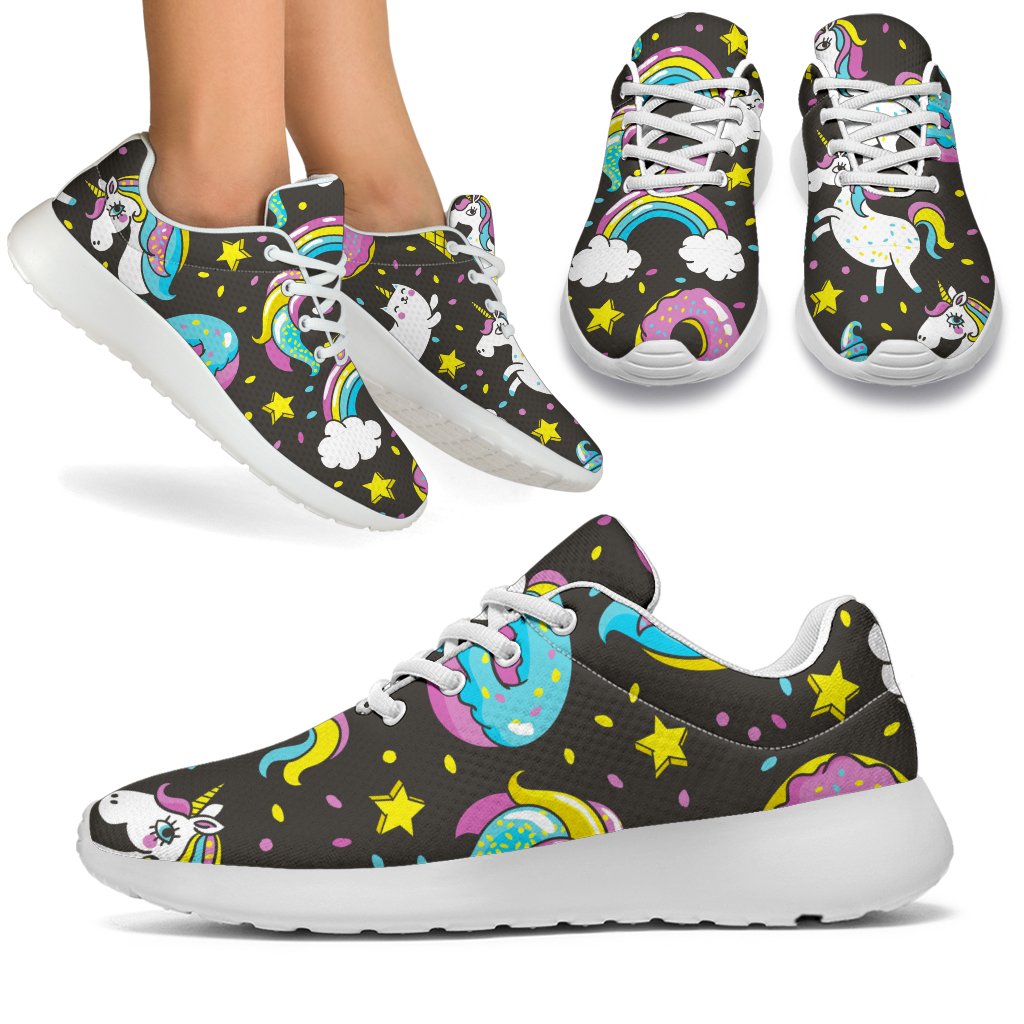 Girly Unicorn Donut Pattern Print Sport Shoes GearFrost