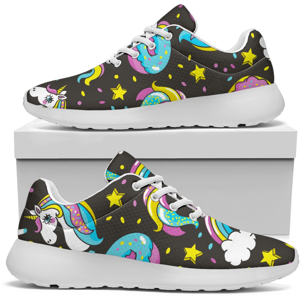 Girly Unicorn Donut Pattern Print Sport Shoes GearFrost