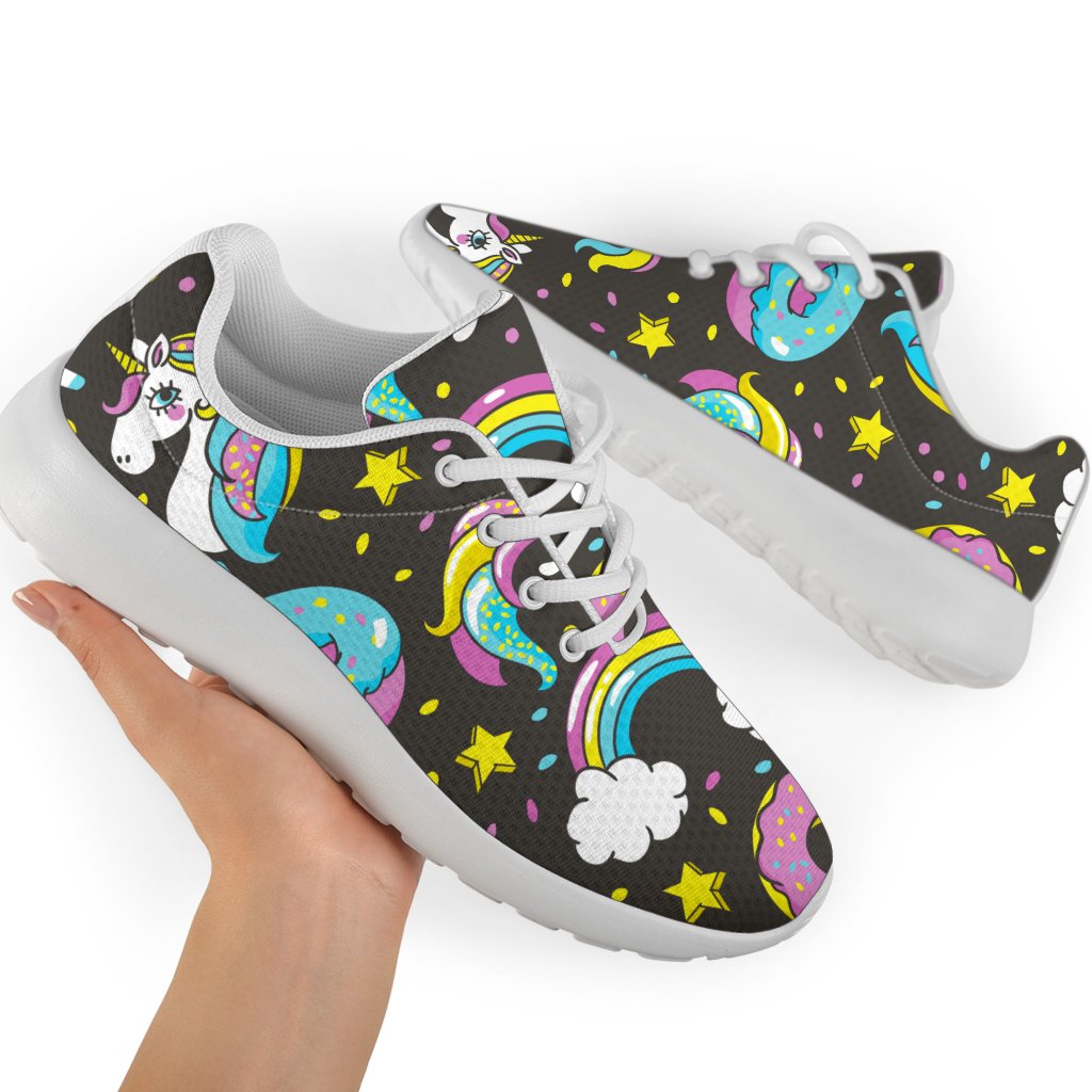 Girly Unicorn Donut Pattern Print Sport Shoes GearFrost