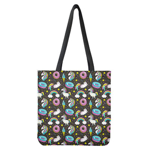 Girly Unicorn Donut Pattern Print Tote Bag