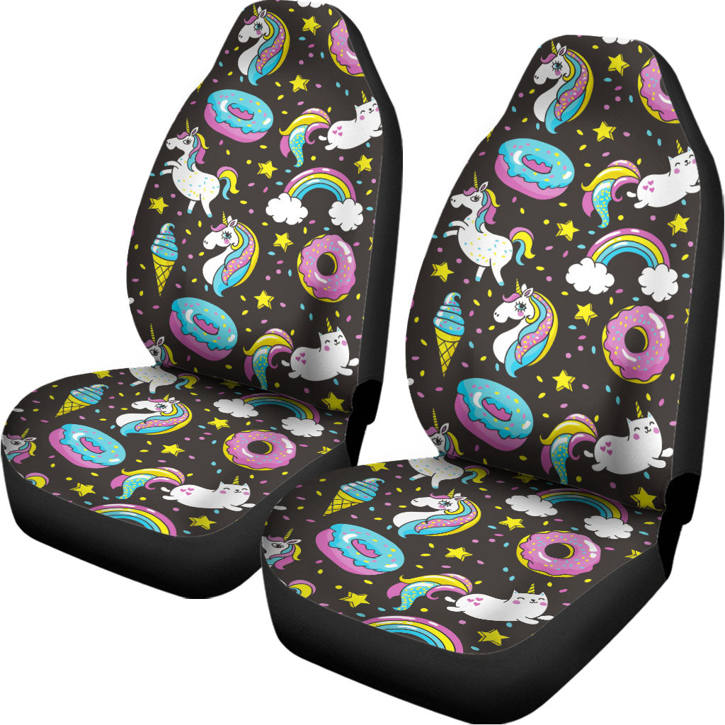 Girly Unicorn Donut Pattern Print Universal Fit Car Seat Covers