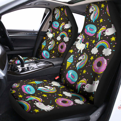 Girly Unicorn Donut Pattern Print Universal Fit Car Seat Covers
