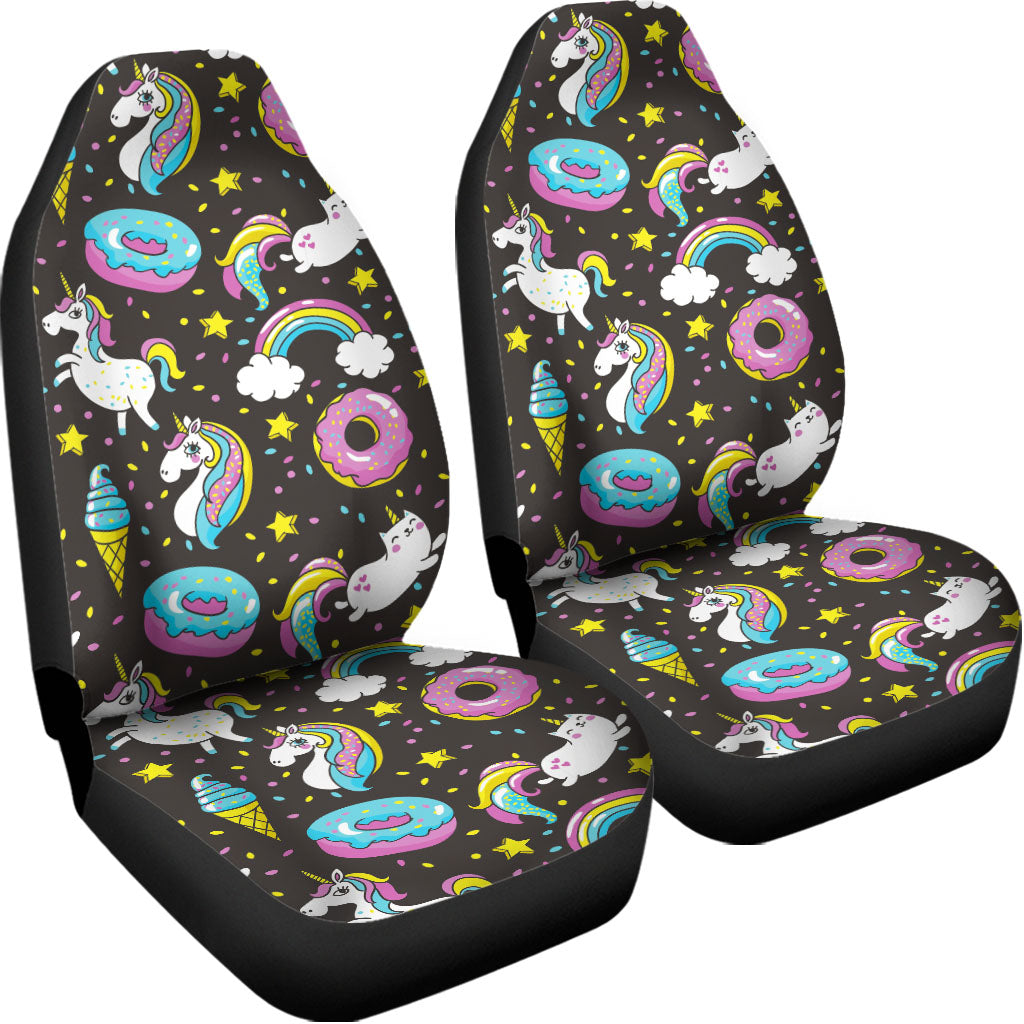 Girly Unicorn Donut Pattern Print Universal Fit Car Seat Covers