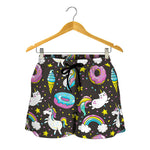 Girly Unicorn Donut Pattern Print Women's Shorts