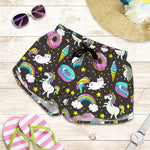 Girly Unicorn Donut Pattern Print Women's Shorts