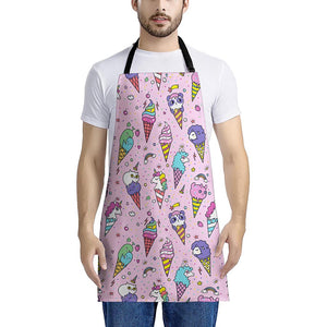 Girly Unicorn Ice Cream Pattern Print Apron