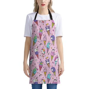 Girly Unicorn Ice Cream Pattern Print Apron