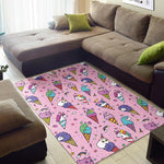 Girly Unicorn Ice Cream Pattern Print Area Rug GearFrost