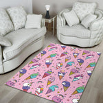 Girly Unicorn Ice Cream Pattern Print Area Rug GearFrost