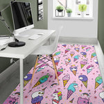Girly Unicorn Ice Cream Pattern Print Area Rug GearFrost