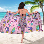 Girly Unicorn Ice Cream Pattern Print Beach Sarong Wrap