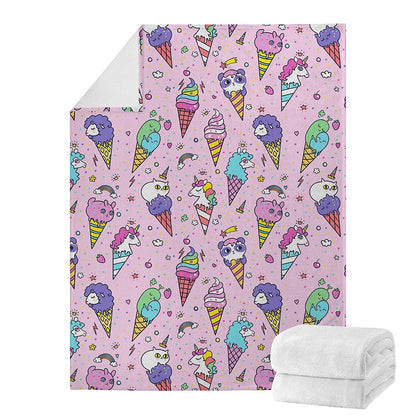 Girly Unicorn Ice Cream Pattern Print Blanket